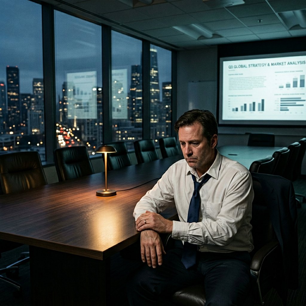 Man alone in boardroom